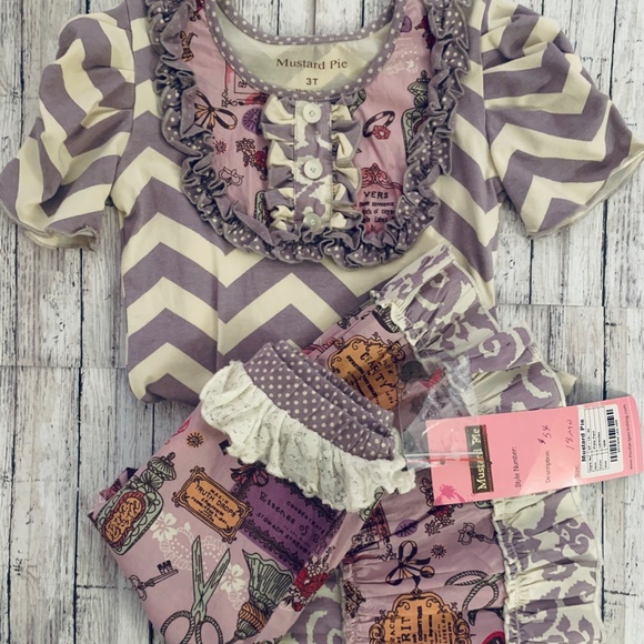 ~~~ MUSTARD PIE~~LAVENDER CHEVRON SET W/ PIXIE PANT~~~ - Picture 2 of 5